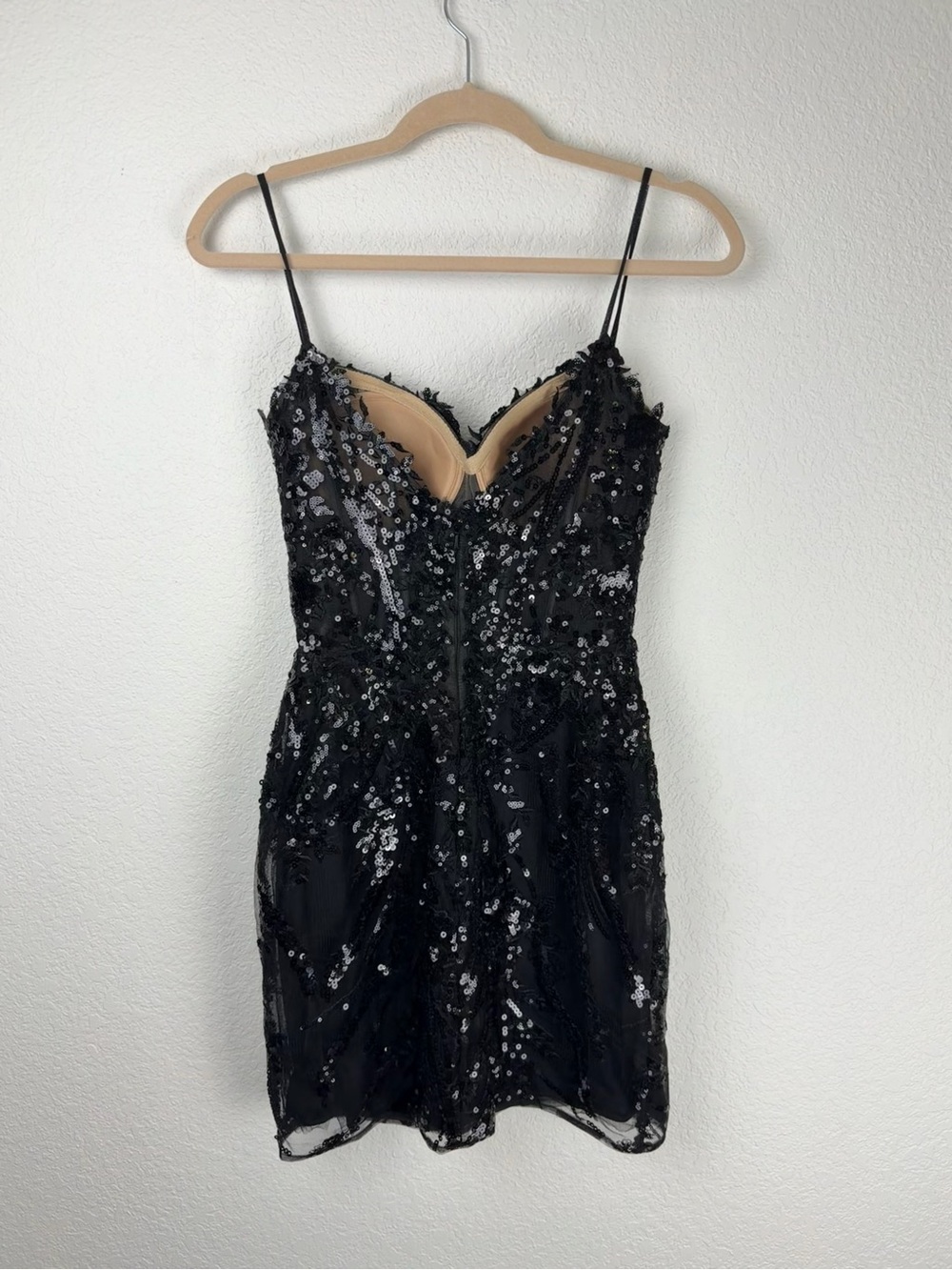 Sherri Hill Sequin Mini Corset Dress Black 4 - Picture 2 of 10